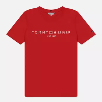 Женская футболка Tommy Hilfiger Signature Logo Flag Embroidery, цвет красный, размер S
