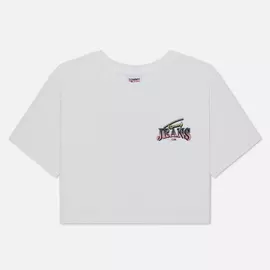 Женская футболка Tommy Jeans Back Graphic Cropped Fit, цвет белый, размер XS