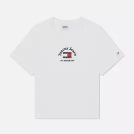 Женская футболка Tommy Jeans Boxy Crop Timeless Tommy 1, цвет белый, размер M
