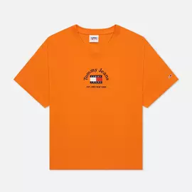 Женская футболка Tommy Jeans Boxy Crop Timeless Tommy 1, цвет оранжевый, размер XS