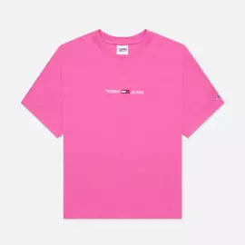 Женская футболка Tommy Jeans Logo Embroidery Organic Cotton, цвет фиолетовый, размер XS