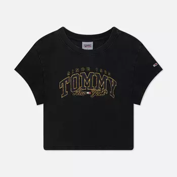 Женская футболка Tommy Jeans Размер XS Cropped Luxe Varstiy, цвет чёрный, размер L