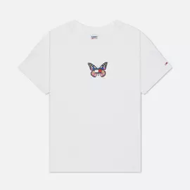 Женская футболка Tommy Jeans Reg C-Neck Badge Butterfly, цвет белый, размер M
