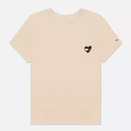 Женская футболка Tommy Jeans Regular Homespun Heart, цвет бежевый, размер XS
