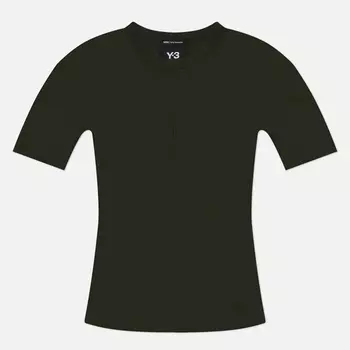 Женская футболка Y-3 Fitted, цвет оливковый, размер XS