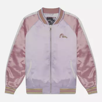 Женская куртка бомбер Evisu Goldfish & Floral Wave Embroidered Souvenir, цвет розовый, размер S
