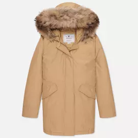 Женская куртка парка Woolrich Arctic Racoon Fur, цвет бежевый, размер XS