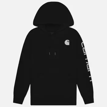 Женская толстовка Carhartt Relaxed Fit Midweight Logo Sleeve Graphic Hoodie, цвет чёрный, размер S