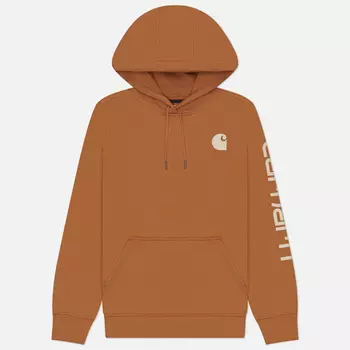 Женская толстовка Carhartt Relaxed Fit Midweight Logo Sleeve Graphic Hoodie, цвет коричневый, размер M