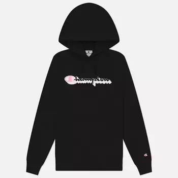Женская толстовка Champion Light Soft Big Logo Hoodie, цвет чёрный, размер M