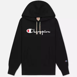 Женская толстовка Champion Reverse Weave Big Script &amp; Logo Sleeve Hoodie, цвет чёрный, размер XS