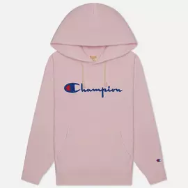 Женская толстовка Champion Reverse Weave Big Script &amp; Logo Sleeve Hoodie, цвет розовый, размер M