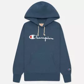 Женская толстовка Champion Reverse Weave Big Script &amp; Logo Sleeve Hoodie, цвет синий, размер L