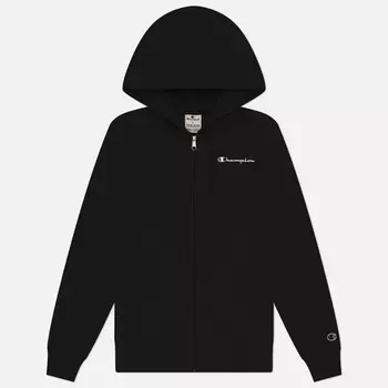 Женская толстовка Champion Small Logo Full-Zip Fleece Hoodie, цвет чёрный, размер XS