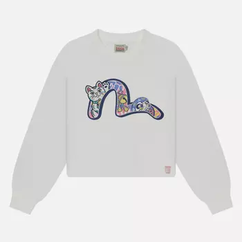 Женская толстовка Evisu Cat With Daruma Seagull Applique Embroidered, цвет белый, размер M