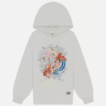 Женская толстовка Evisu Goldfish & Floral Wave Printed Hoodie, цвет белый, размер L