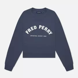 Женская толстовка Fred Perry Arch Branded Crew, цвет синий, размер L