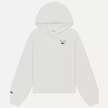 Женская толстовка Lacoste Logo Fleece Hoodie, цвет белый, размер 34