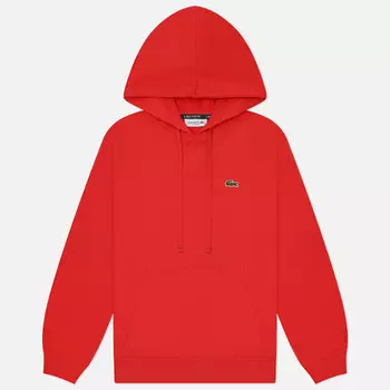 Женская толстовка Lacoste Relaxed Fit Double Face Pique Hoodie, цвет красный, размер XS