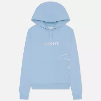 Женская толстовка Lacoste Script Logo Hoodie, цвет голубой, размер L