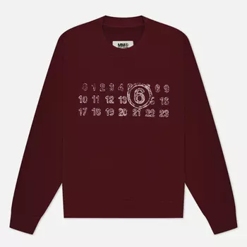 Женская толстовка Maison Margiela MM6 Big Logo Numbers Crew, цвет бордовый, размер S