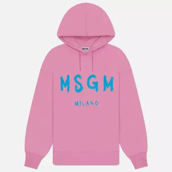 Женская толстовка MSGM Brush Stroke Logo Hoodie, цвет розовый, размер L