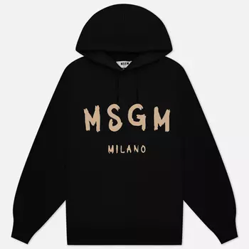 Женская толстовка MSGM Brush Stroke Logo Hoodie, цвет чёрный, размер L