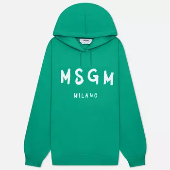 Женская толстовка MSGM Brush Stroke Logo Hoodie, цвет зелёный, размер S