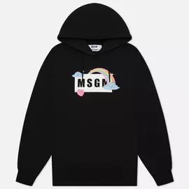 Женская толстовка MSGM Cute Logo Box Hoodie, цвет чёрный, размер L