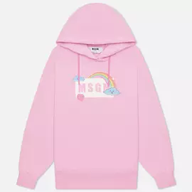 Женская толстовка MSGM Cute Logo Box Hoodie, цвет розовый, размер XXS