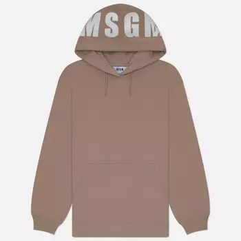 Женская толстовка MSGM Macrologo Print Hoodie, цвет бежевый, размер L