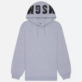 Женская толстовка MSGM Maxi Logo Print Hood, цвет серый, размер M