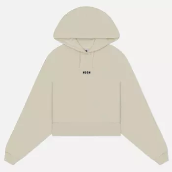 Женская толстовка MSGM Micrologo Basic Hoodie Short, цвет бежевый, размер XS