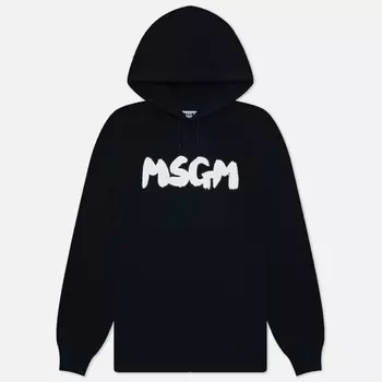 Женская толстовка MSGM New Brushed Logo Hoodie, цвет чёрный, размер XS