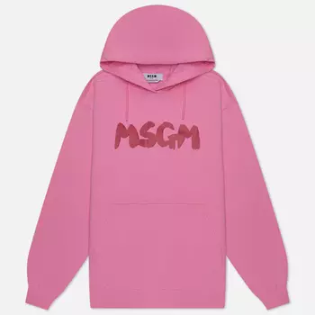 Женская толстовка MSGM New Logo Brush Hoodie, цвет розовый, размер XS