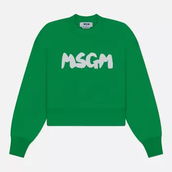 Женская толстовка MSGM New Logo Brush Print, цвет зелёный, размер M