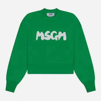 Женская толстовка MSGM New Logo Brush Print, цвет зелёный, размер L