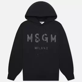Женская толстовка MSGM Paint Logo Hoodie, цвет чёрный, размер S