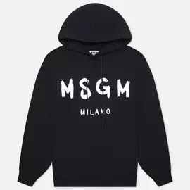 Женская толстовка MSGM MSGM Milano Logo Unbrushed Hoodie, цвет чёрный, размер M