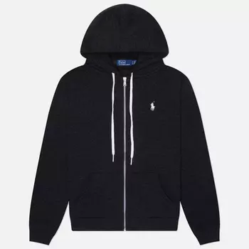 Женская толстовка Polo Ralph Lauren Embroidered Logo Zip Hoodie, цвет чёрный, размер S