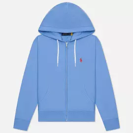 Женская толстовка Polo Ralph Lauren Featherweight Fleece Zip Hoodie, цвет голубой, размер XS