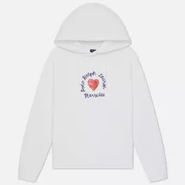 Женская толстовка Polo Ralph Lauren Heart Logo Lightweight Seasonal Fleece Hoodie, цвет белый, размер XS