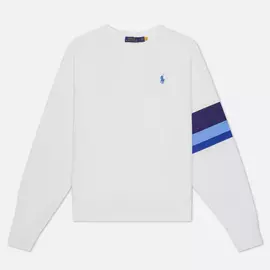 Женская толстовка Polo Ralph Lauren Striped-Trim Lightweight Seasonal Fleece, цвет белый, размер XS