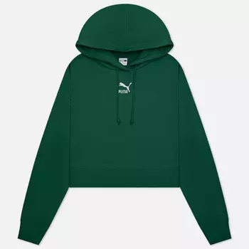 Женская толстовка Puma Classics Cropped Hoodie TR, цвет зелёный, размер L