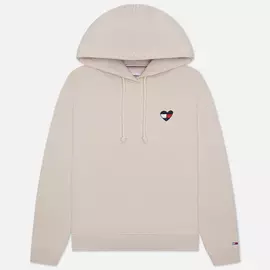 Женская толстовка Tommy Jeans Boxy Homespun Heart Hoodie, цвет бежевый, размер S
