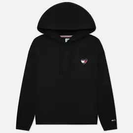 Женская толстовка Tommy Jeans Boxy Homespun Heart Hoodie, цвет чёрный, размер XS