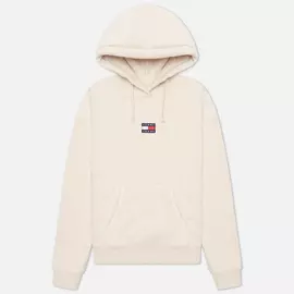 Женская толстовка Tommy Jeans Center Badge Fleece Hoodie, цвет бежевый, размер S
