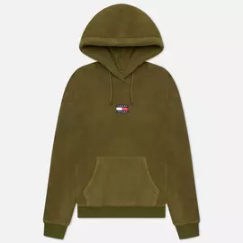 Женская толстовка Tommy Jeans Center Badge Fleece Hoodie, цвет оливковый, размер M