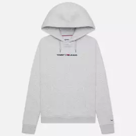 Женская толстовка Tommy Jeans Linear Logo Hoodie, цвет серый, размер XS