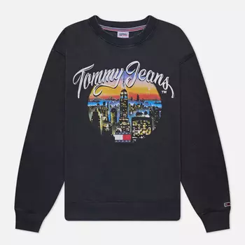Женская толстовка Tommy Jeans Relaxed Vintage City Crew Neck, цвет чёрный, размер L